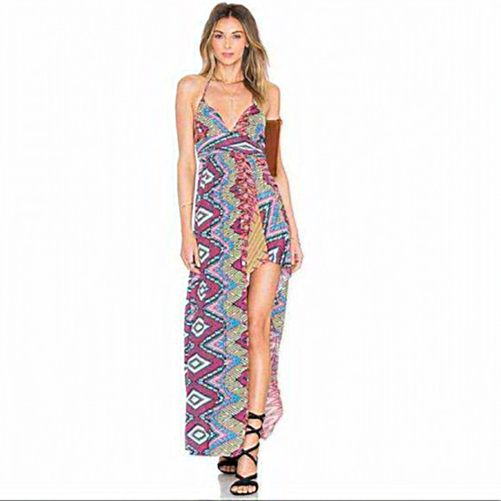 MISA LOS ANGELES Ever Maxi‎ High Low Dress Snakeskin Print Women  Size XS